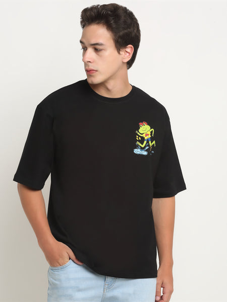Hop Into Nature - Black Oversized T-Shirt