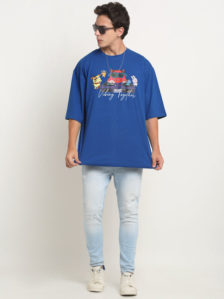 Vibing Together - Blue Oversized T-Shirt