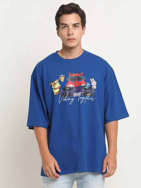 Vibing Together - Blue Oversized T-Shirt