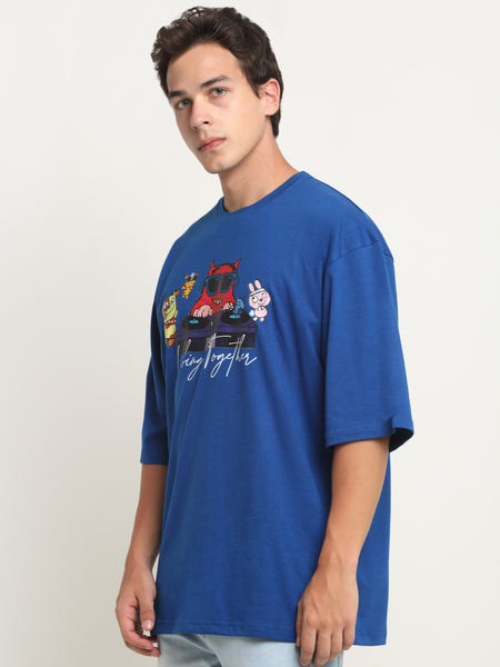 Vibing Together - Blue Oversized T-Shirt