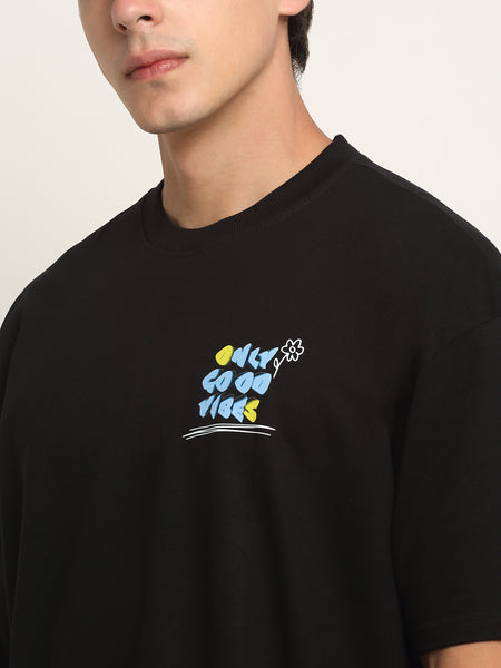 Only Good Vibes - Black Oversized T-Shirt