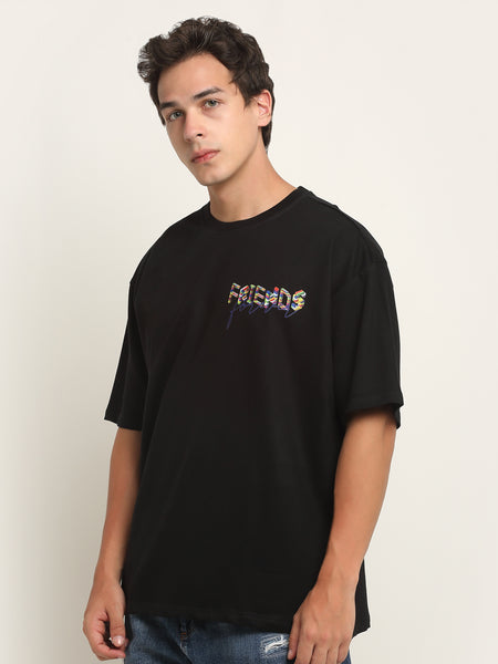 Friends Forever Blue Cursive Oversized T-Shirt