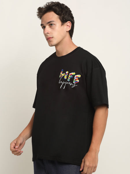 Life Happens Fnb-  Black Oversized T-Shirt