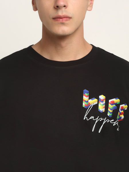 Life Happens Fnb-  Black Oversized T-Shirt