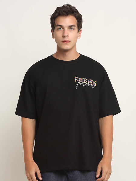 Friends Forever Diagonal Back Print Oversized T-Shirt