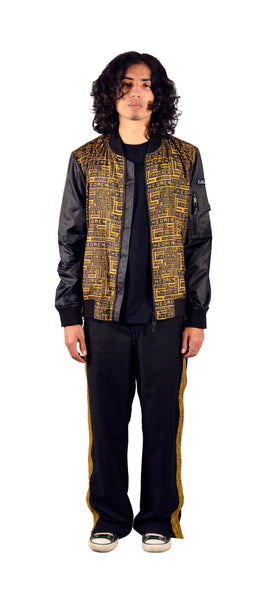 All Over Theorem Printed Contrast Sleeve Bomber Jacket