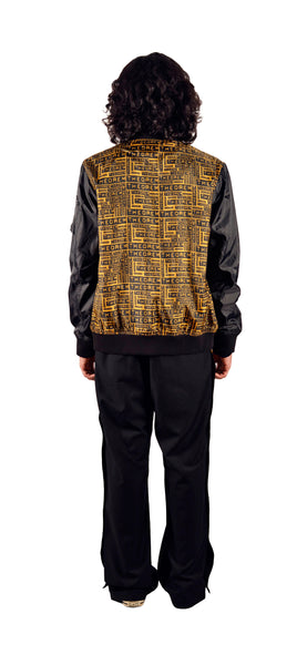 All Over Theorem Printed Contrast Sleeve Bomber Jacket
