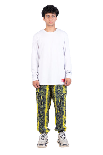 Lime Python Techno Trousers