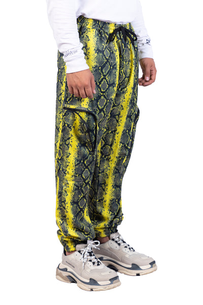 Lime Python Techno Trousers