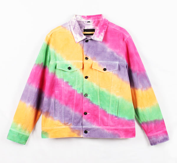 Rainbow Diagonal Stripe Tie Dye Jacket
